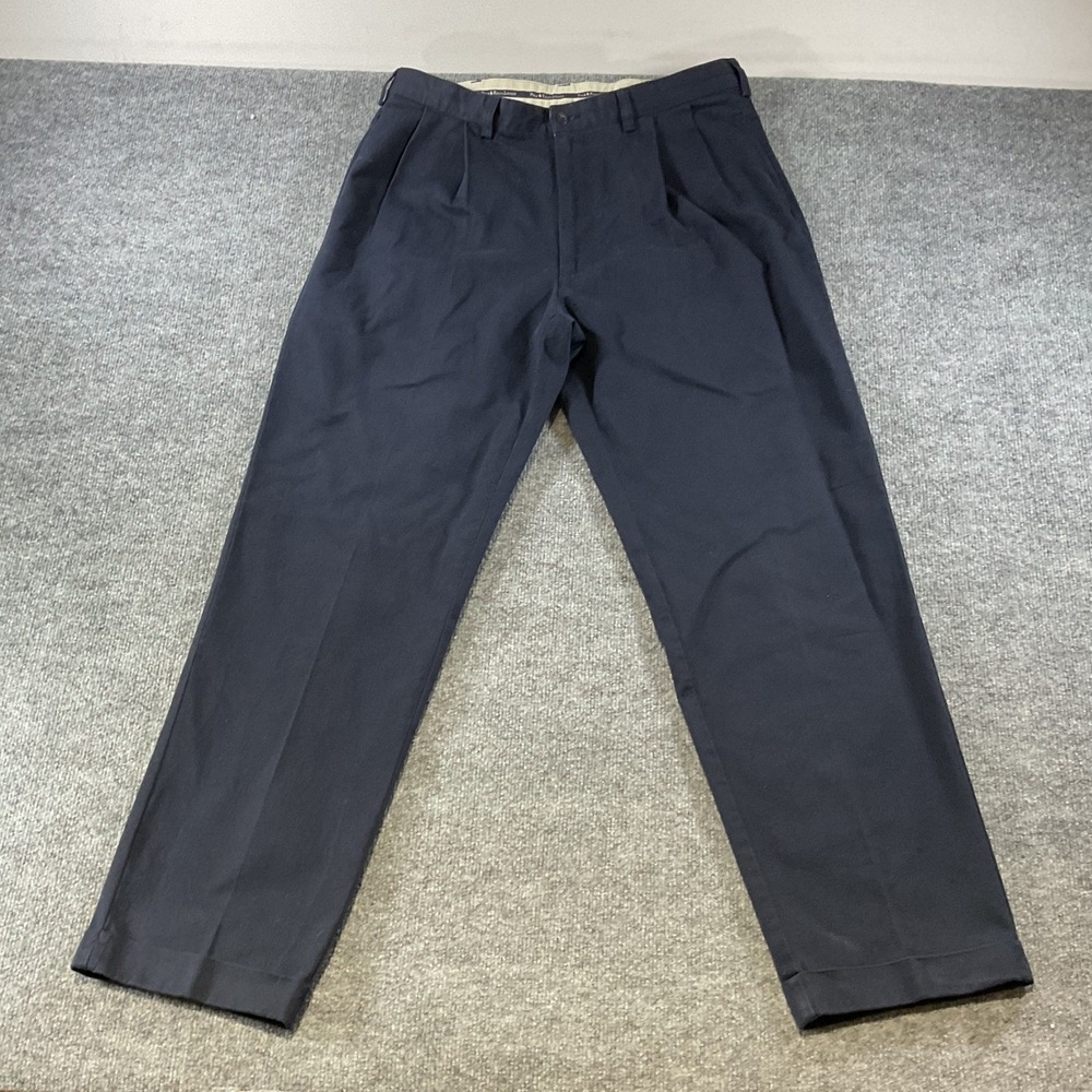 Polo Ralph Lauren Andrew Pant Mens 36x32 Navy Blue Double Pleated Cotton Chinos